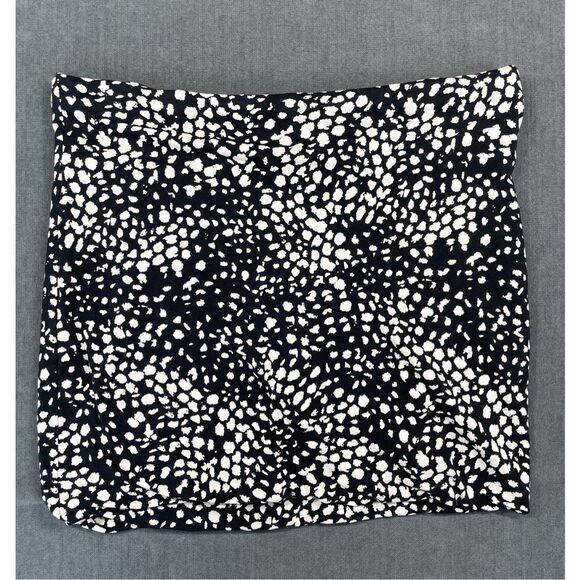 Abstract Dot Print Bodycon Mini Skirt H&M Women M Black White Stretch Lined - Picture 1 of 8